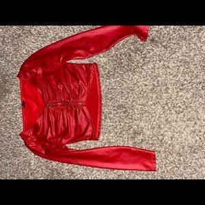 Women red crop top shirt . Only worn it once .